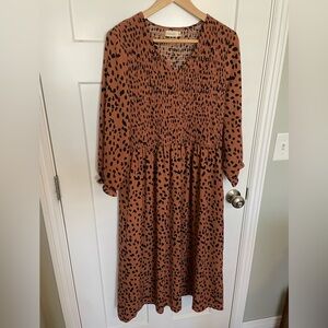 Roolee Leopard Print Midi Dress